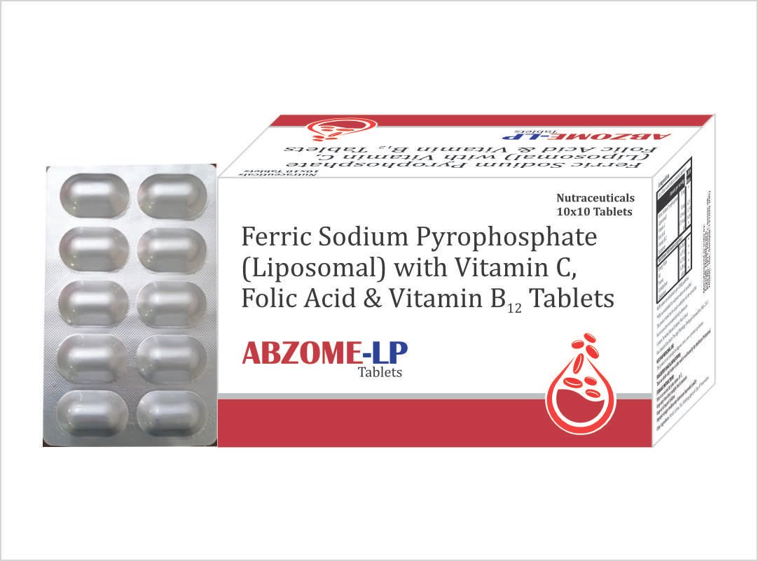 ABZOME-LP Liposomal Iron Vitamin C Folic Acid and Vitamin B12 Capsules